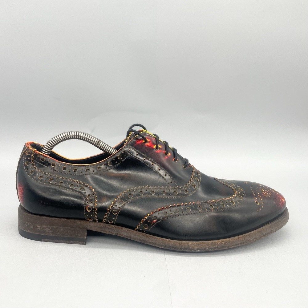 Paul Smith Mens‎ 8.5 Chuck Wingtip Oxford Shoes Burnised Leather Brogue Lace Up